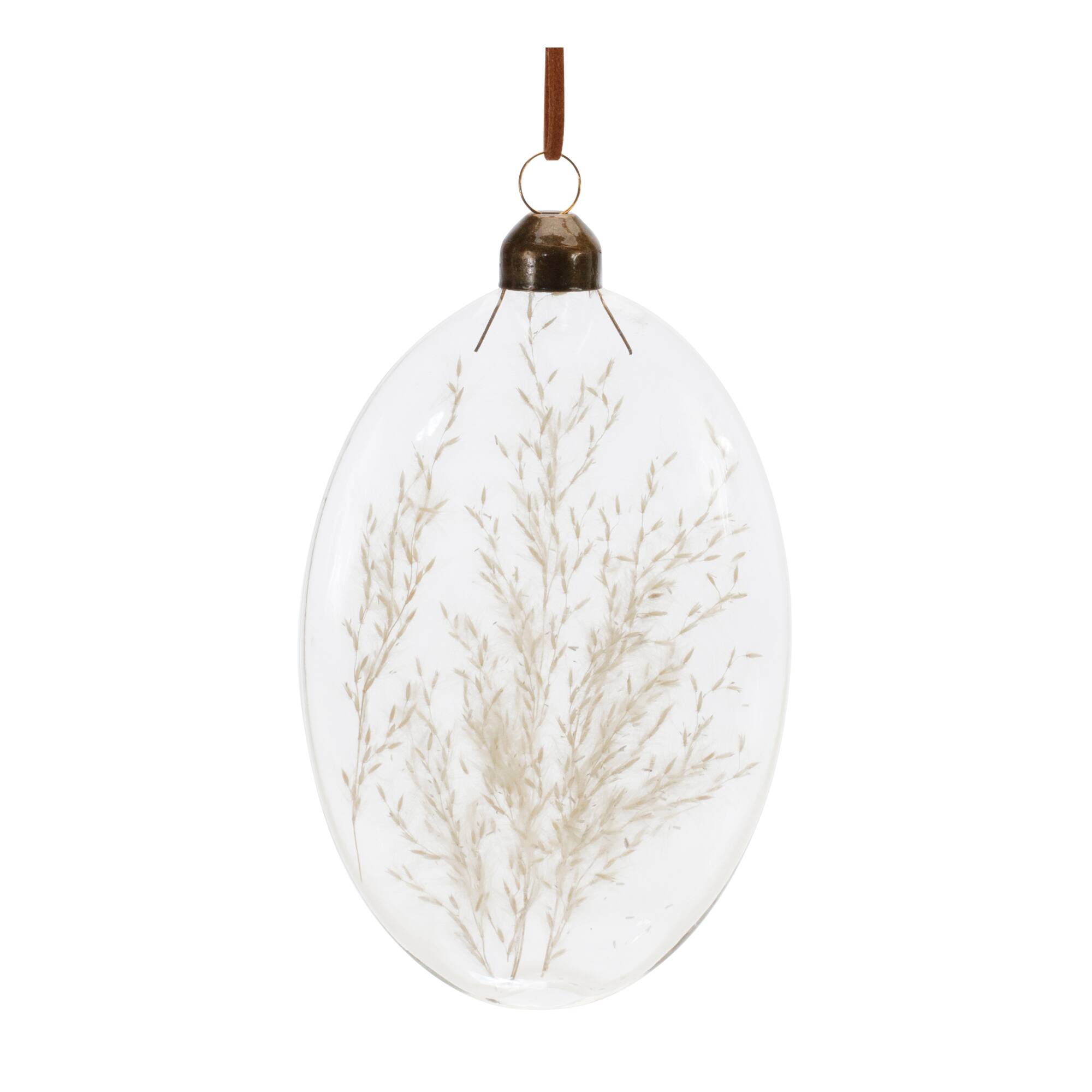 12 Pack 5.5" Natural Dried Floral Glass Ornaments